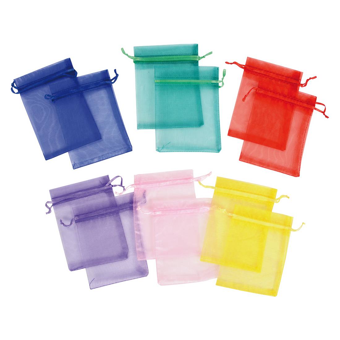 EDUPLAY 130297 Bunte Organzabeutel, mehrfarbig, 12-teilig (1 Set)