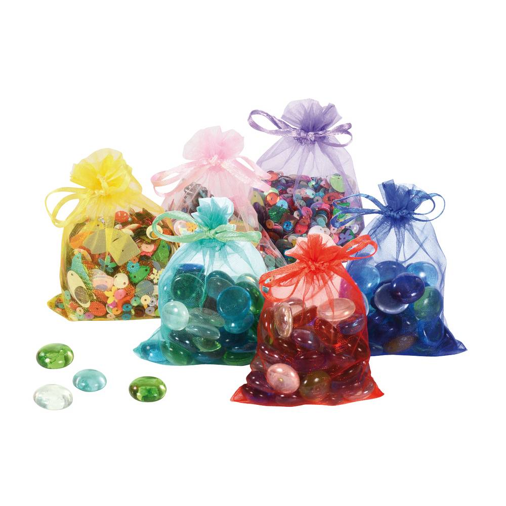 EDUPLAY 130297 Bunte Organzabeutel, mehrfarbig, 12-teilig (1 Set)