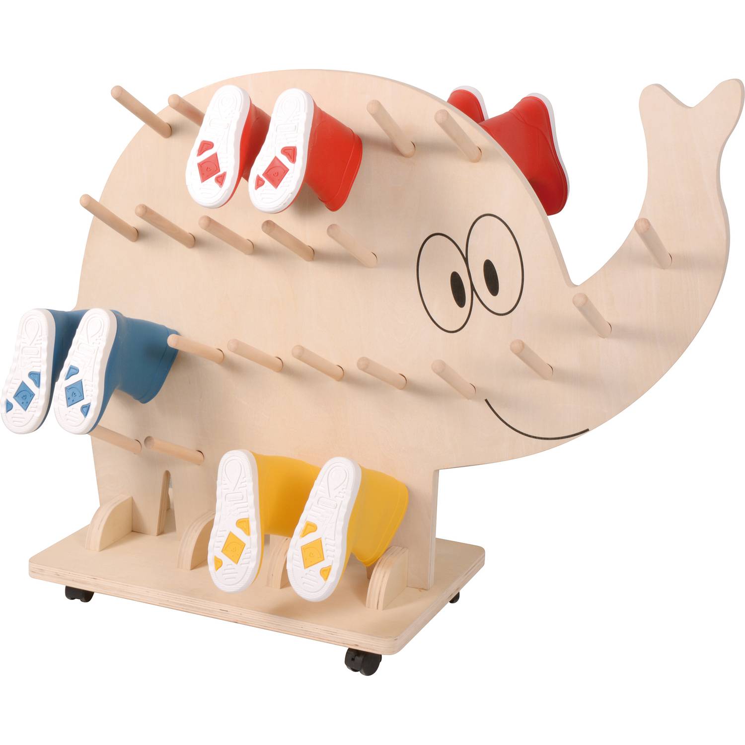 EDUPLAY 110490 Stiefel-Elefant für 25 Paar, 106 x 39,5 x 83 cm, Holz