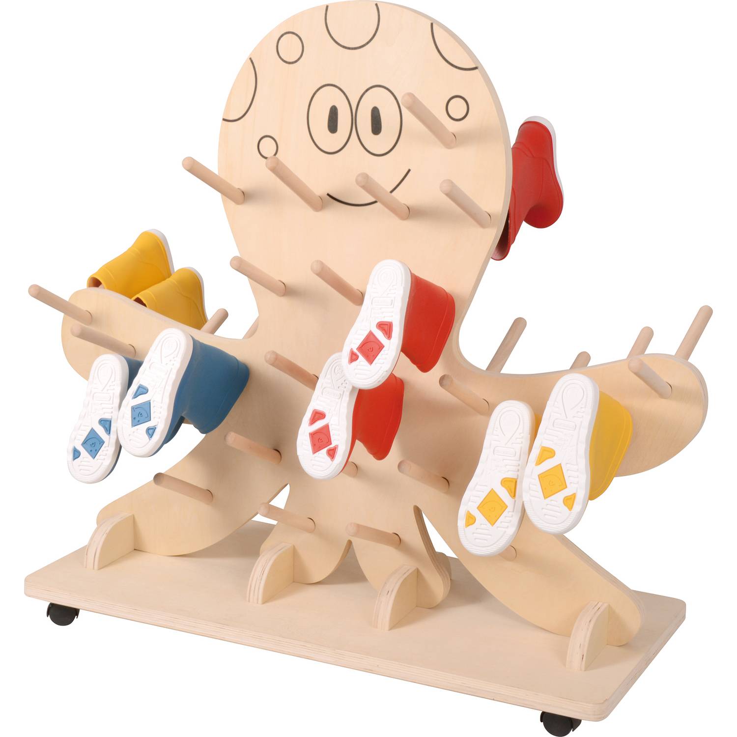 EDUPLAY 110491 Stiefel-Krake für 25 Paar, 100 x 39,5 x 93 cm, Holz