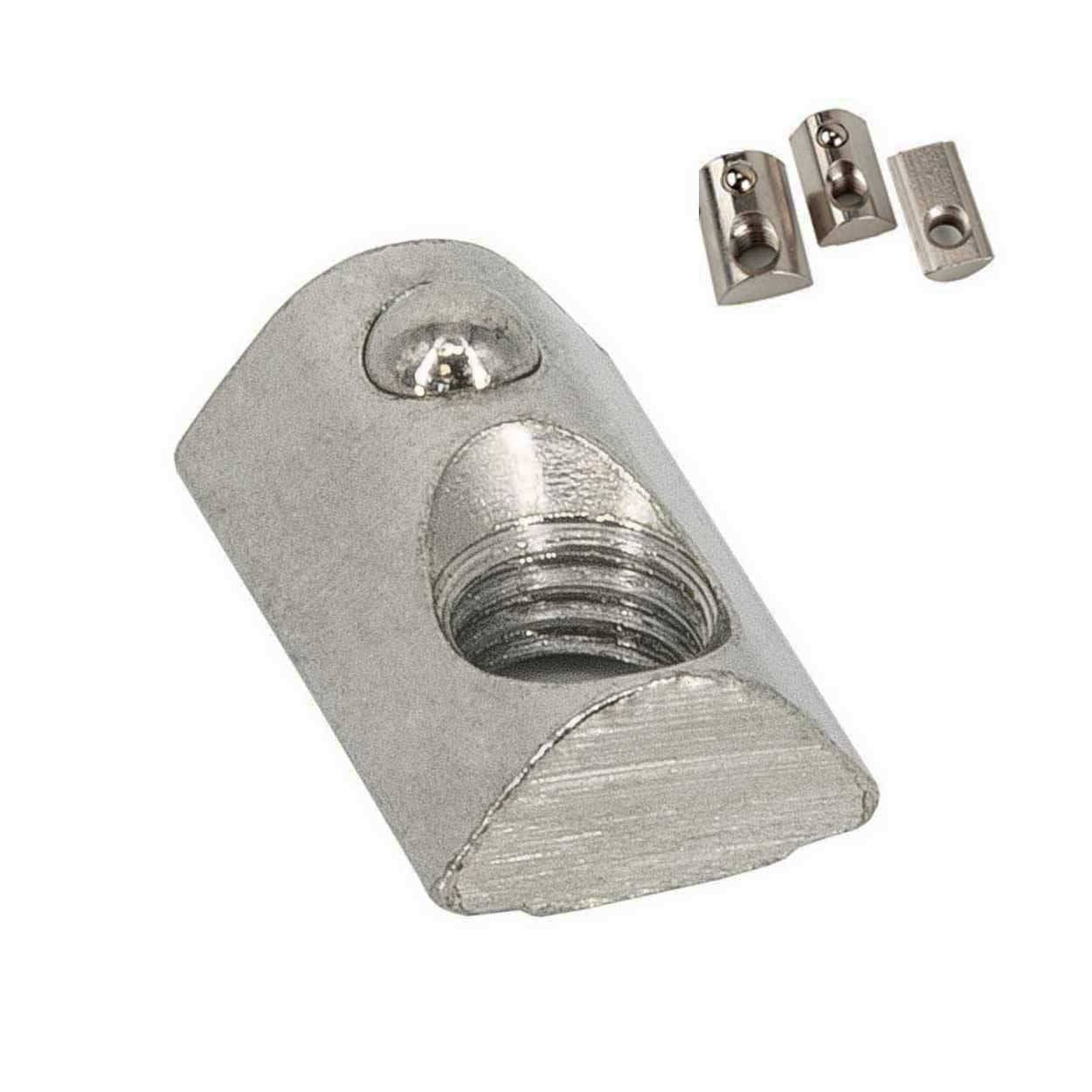 SCHMIDT systemprofile 10x Nutenstein M8 Nut 8 Gleitmutter Steg Federkugel einschwenkbar Befestigungsmaterial Aluprofil-Zubehör