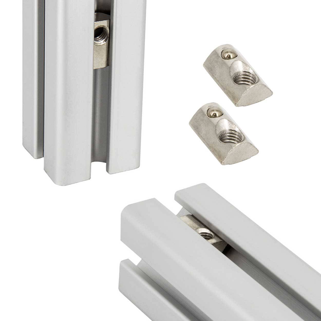 SCHMIDT systemprofile 10x Nutenstein M8 Nut 8 Gleitmutter Steg Federkugel einschwenkbar Befestigungsmaterial Aluprofil-Zubehör