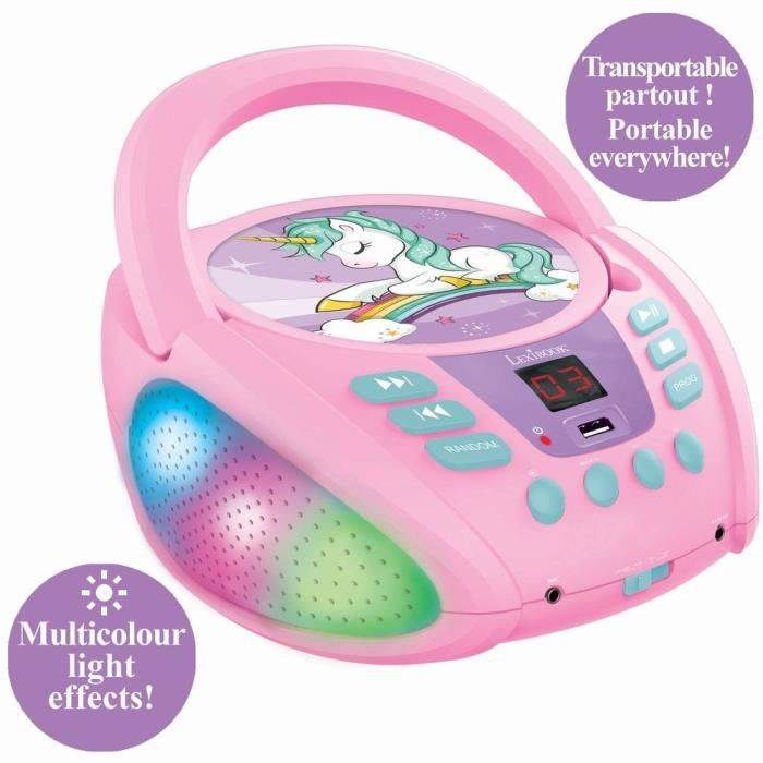 Tragbarer Einhorn-Bluetooth-CD-Player mit Lichteffekten und USB