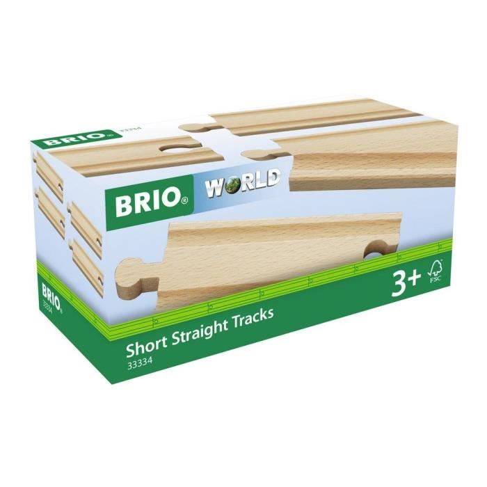 BRIO World - 33334 - Gerade kurze Schienen - 108 mm - Holzspielzeug
