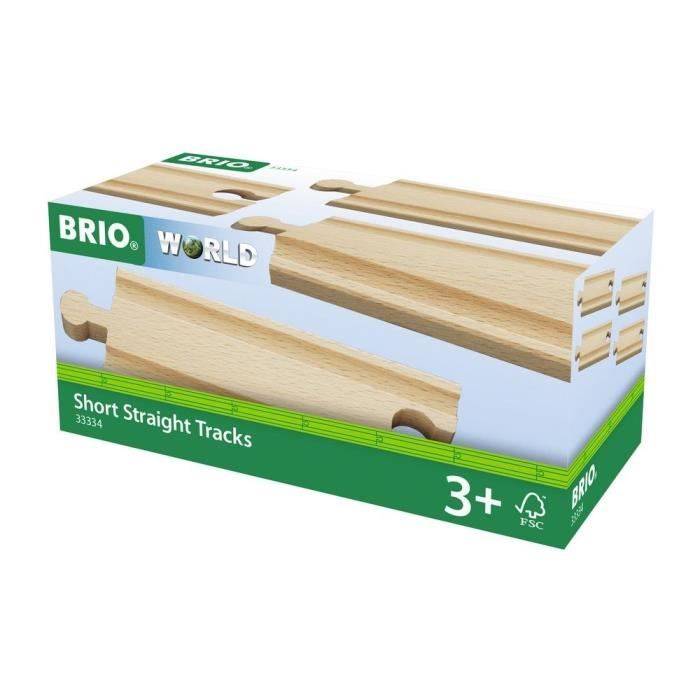 BRIO World - 33334 - Gerade kurze Schienen - 108 mm - Holzspielzeug