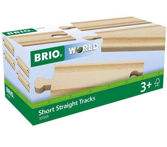 BRIO World - 33334 - Gerade kurze Schienen - 108 mm - Holzspielzeug
