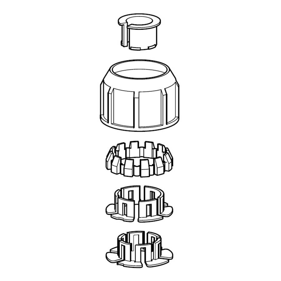 Delschen SB34109G Überwurfmutter mit Adapterset für Schirmstöcke Ø 26-55 mm, eisengrau, 5-teilig (1 Set)