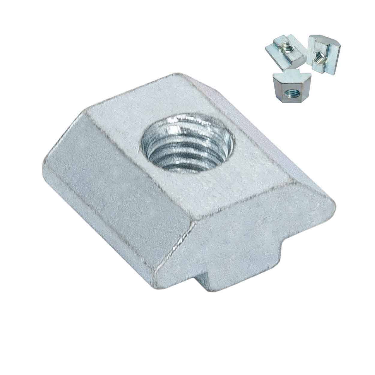 SCHMIDT systemprofile 50x Nutenstein M8 Nut 8 Stahl verzinkt Gleitmutter mit Steg schwer Befestigungsmaterial Aluprofil-Zubehör