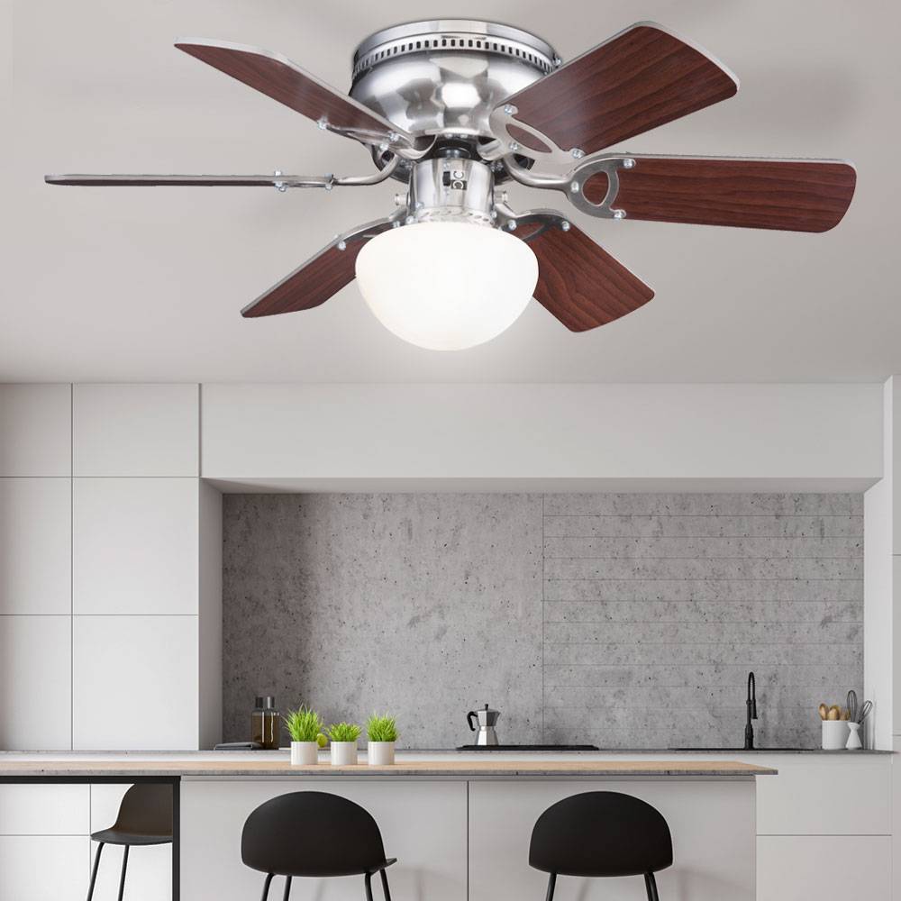 Decken Ventilator Lampe Zugschalter Wohn Ess Zimmer Luft Kühler Leuchte graphit wenge