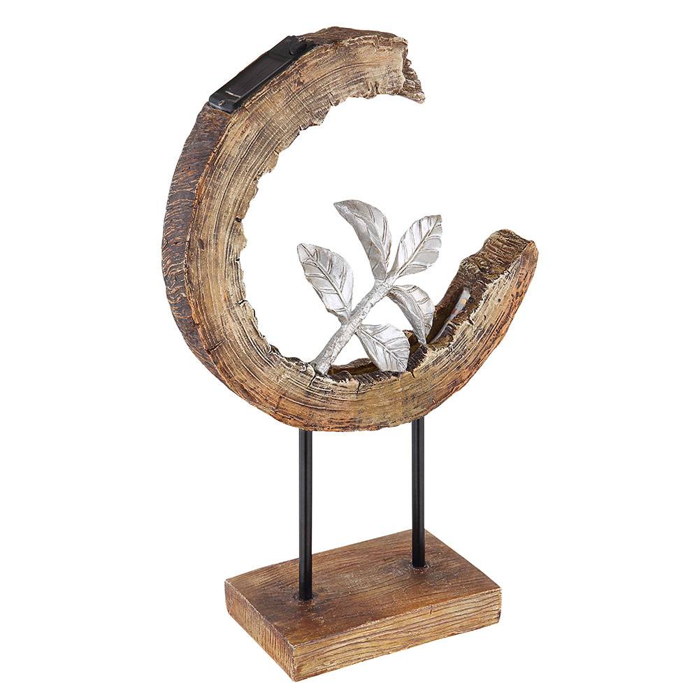 Solarleuchte Garten Holzoptik Gartendeko Solar Solarlampe Mond für Außen, Zweig silber, LED 3000K warmweiß, LxH 24x52 cm