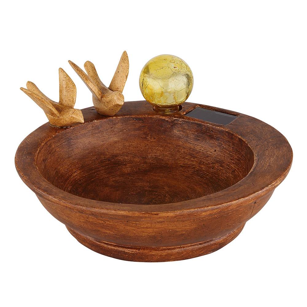 Solar Lampe Outdoor Solarleuchte LED Solar Außenlampe Vogelbad Tränke, Kunststoff Lichteffekt, 1x LED kaltweiß, LxBxH 26x23x12,3cm, Terrasse Garten