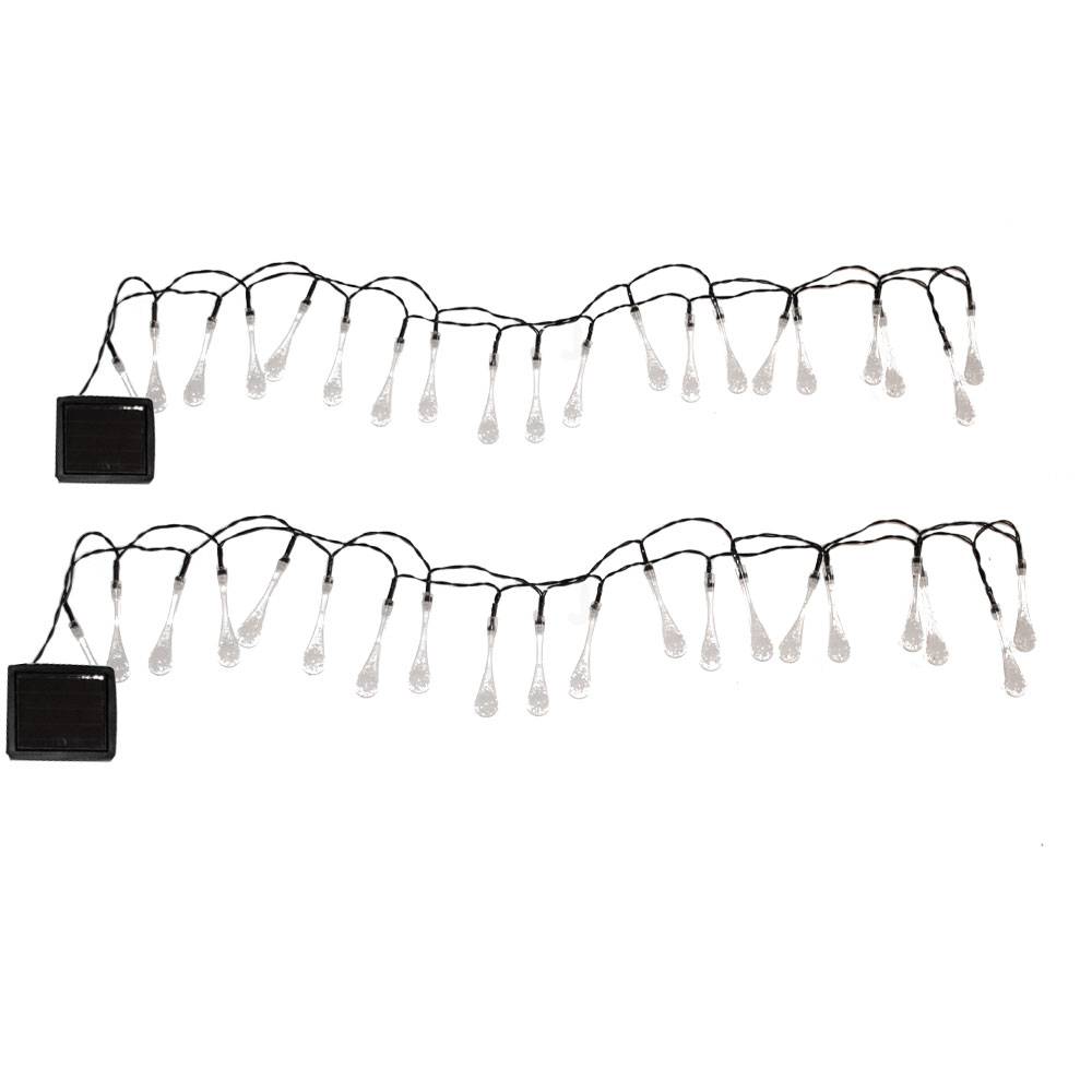 Außenlichterkette Solar Gartendeko Partybeleuchtung Außenleuchte, mit Dauer- oder Blinklicht Erdspieß, 20x LED, 3,9 m, 2er Set