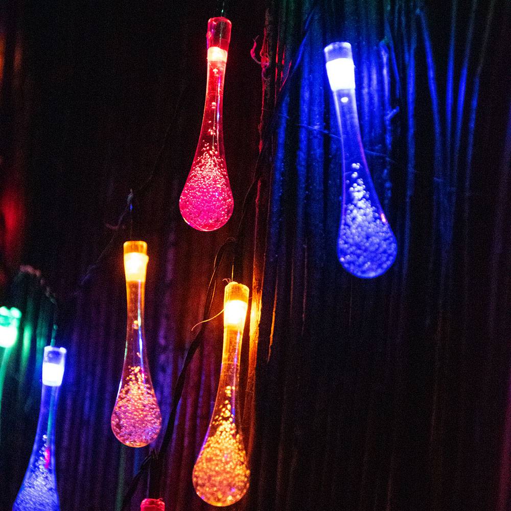 Außenlichterkette Solar Gartendeko Partybeleuchtung Außenleuchte, mit Dauer- oder Blinklicht Erdspieß, 20x LED, 3,9 m, 2er Set