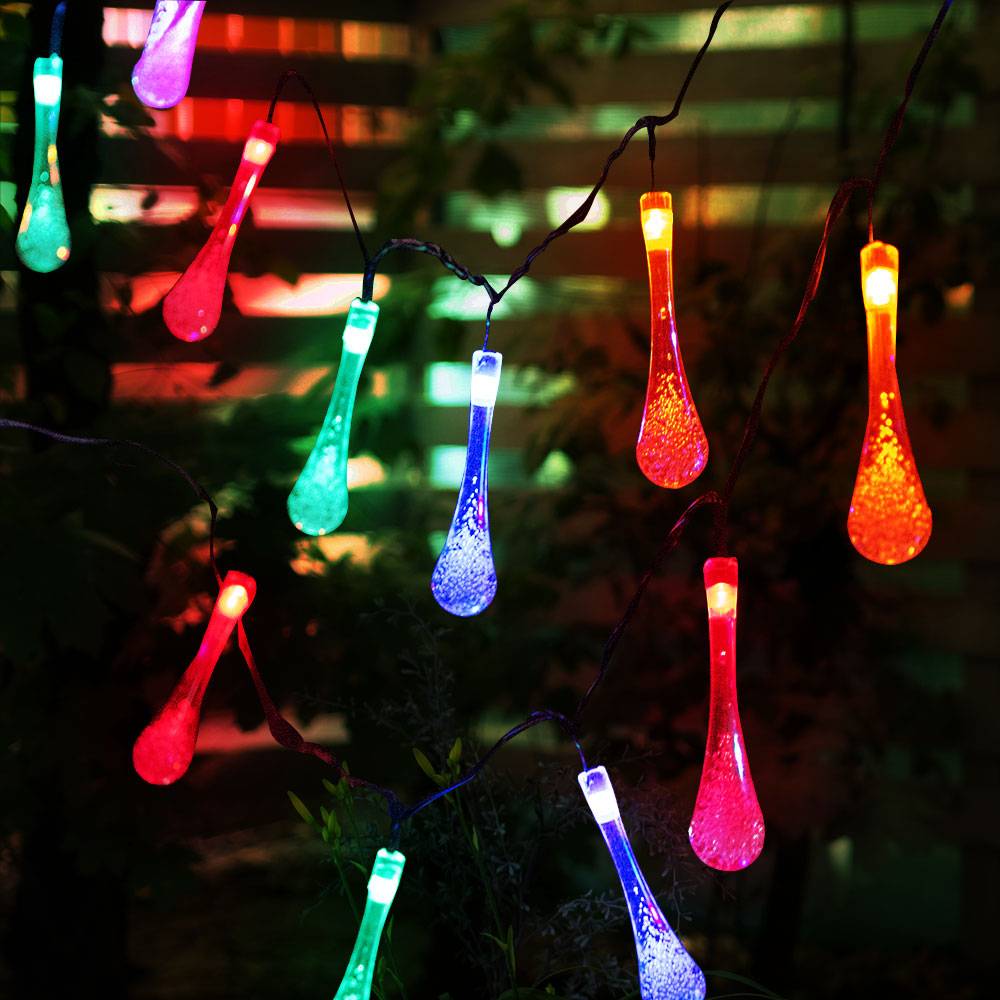Außenlichterkette Solar Gartendeko Partybeleuchtung Außenleuchte, mit Dauer- oder Blinklicht Erdspieß, 20x LED, 3,9 m, 2er Set