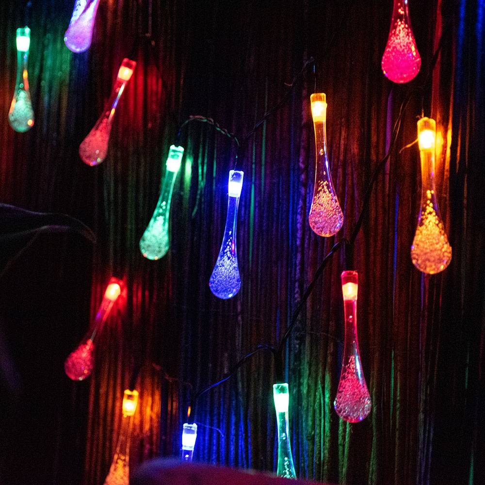 Außenlichterkette Solar Gartendeko Partybeleuchtung Außenleuchte, mit Dauer- oder Blinklicht Erdspieß, 20x LED, 3,9 m, 2er Set