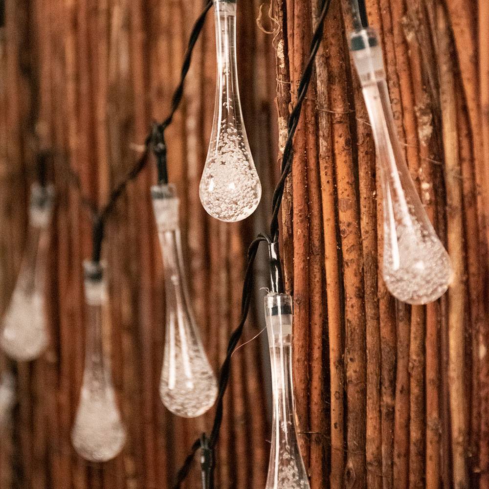 Außenlichterkette Solar Gartendeko Partybeleuchtung Außenleuchte, mit Dauer- oder Blinklicht Erdspieß, 20x LED, 3,9 m, 2er Set