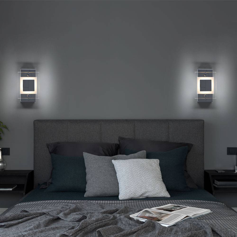 Wandleuchte Wandlampe Badleuchte Wandspot Wohnzimmerlampe Badezimmer Flur, IP44 Metall Glas Chrom, 1x ED 4,5W 400Lm 4000K, LxBxH 15x10x5cm