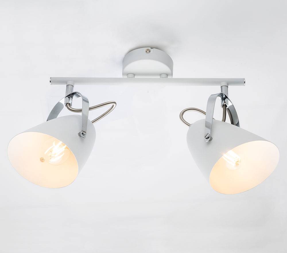 Decken Leuchte Spot Strahler Leiste verstellbar weiß Chrom Lampe Wohn Zimmer Beleuchtung