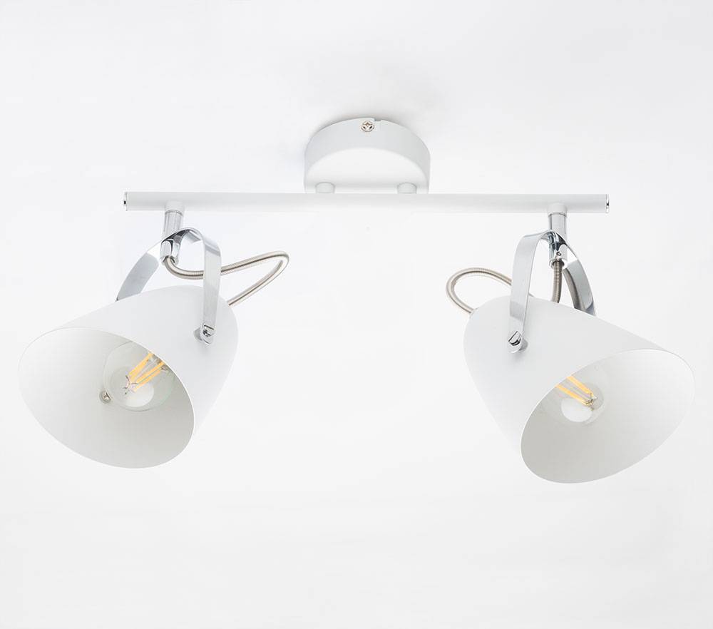 Decken Leuchte Spot Strahler Leiste verstellbar weiß Chrom Lampe Wohn Zimmer Beleuchtung