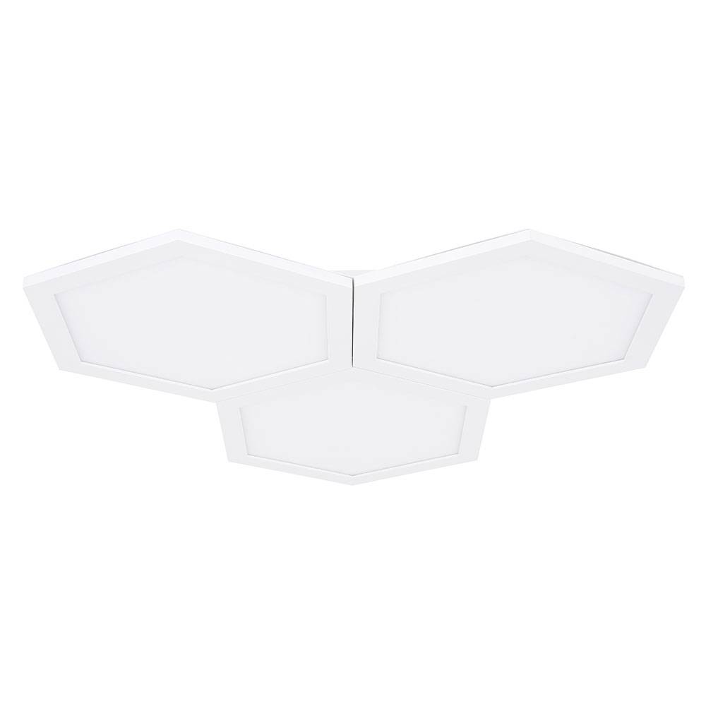 LED Deckenleuchte Deckenlampe eckig Schlafzimmerleuchte 3 flammig, modern Metall weiß opal, 1x LED 36W 2160Lm 3000K, HxLxB 4,2x52x52cm