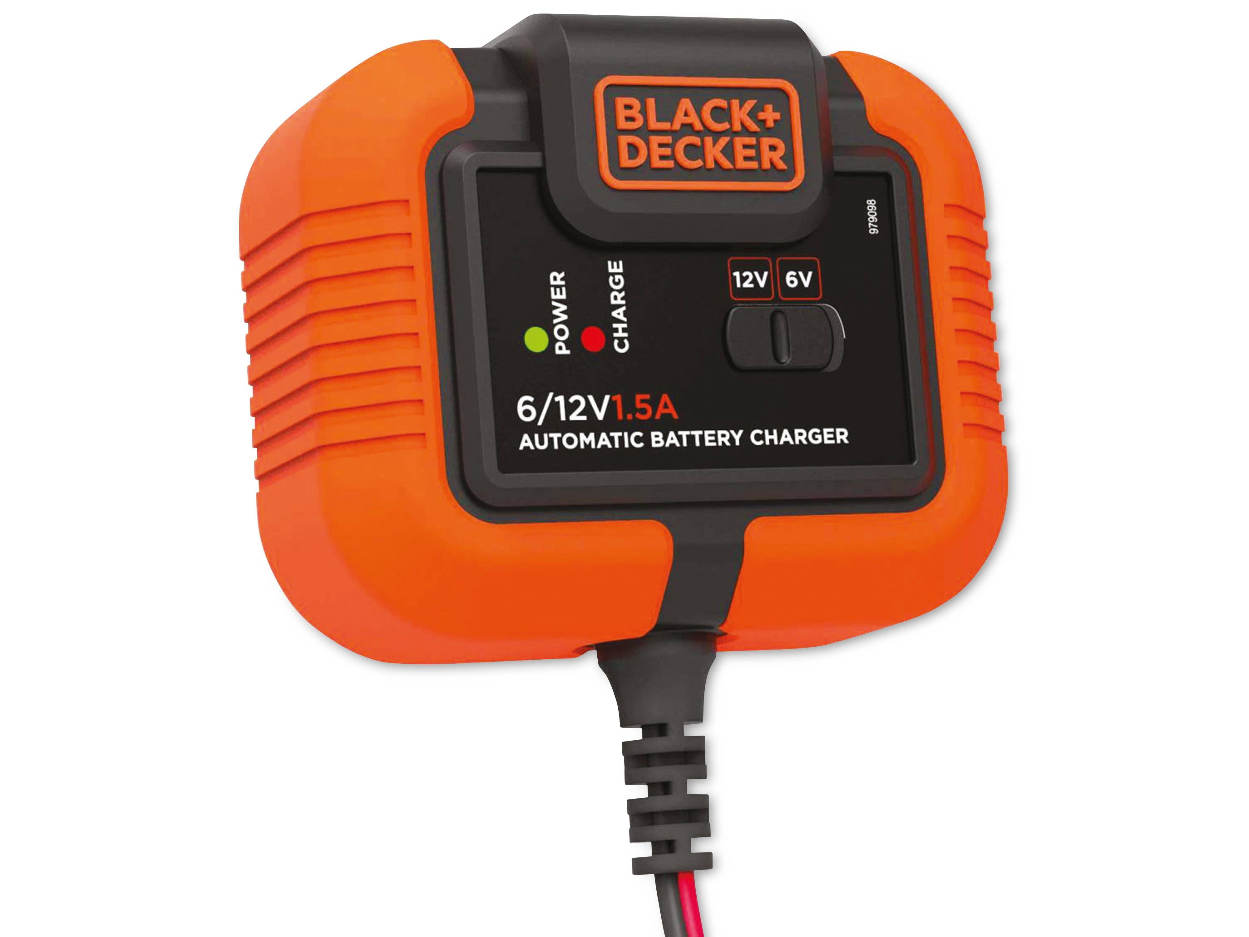 BLACK & DECKER Batterie-Ladegerät 6V + 12V, 1,5 A, für Blei-Akkus, IP20