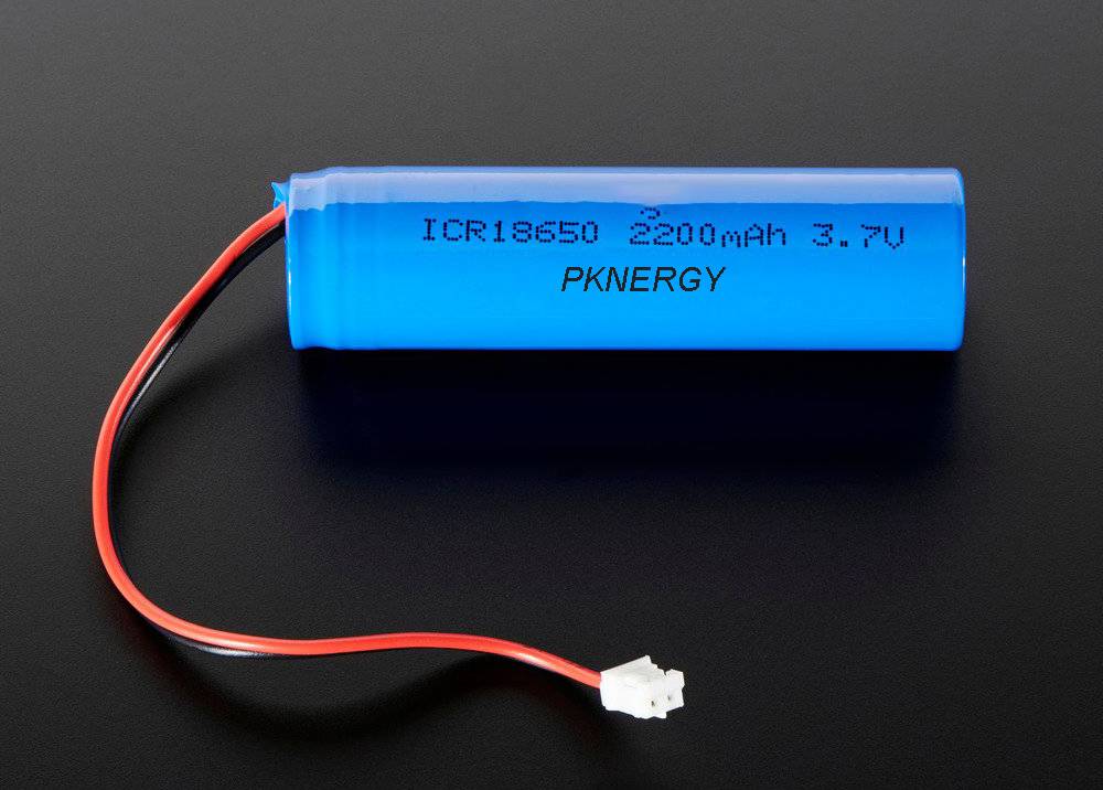 PKNERGY Lithium Ion Battery ICR 18650 3.7V 2200mAh LiPo Li-Ion with JST-PH Connector