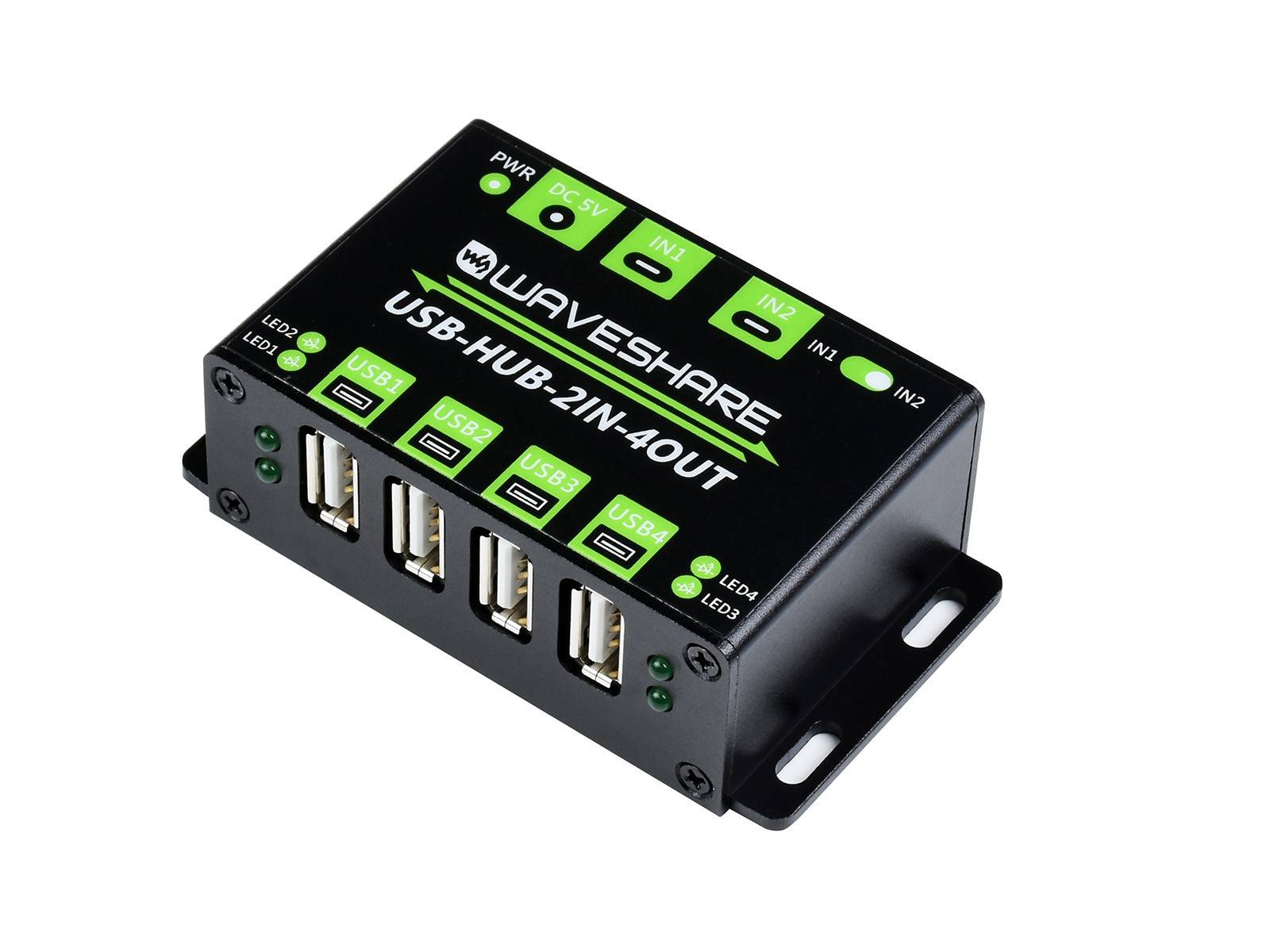 WaveShare Industrial Grade USB HUB with 4x USB 2.0 Ports Switchable Dual Hosts