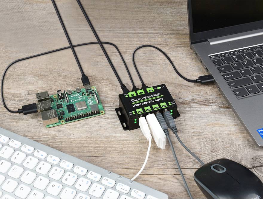 WaveShare Industrial Grade USB HUB with 4x USB 2.0 Ports Switchable Dual Hosts