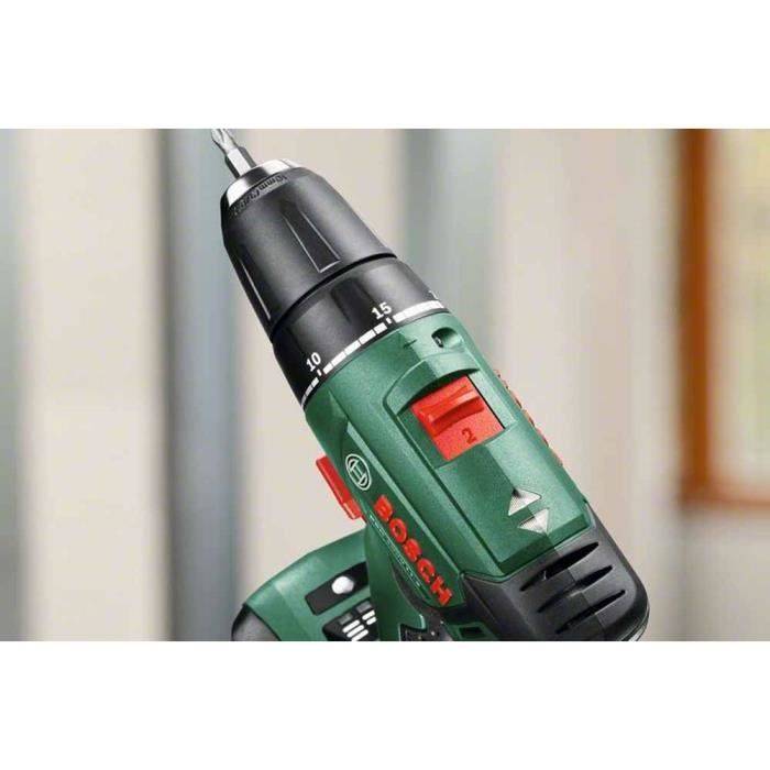 Pack 3 Werkzeuge 18V Akku BOSCH Bohrschrauber PSR 1800 LI-2 2 Akkus 2,5Ah + Stichsäge PST + Exzenterschleifer