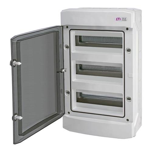 ETI 001101064 - Kunststoff-Verteilerkasten ECH-36PT mit transparenter Tür (3 Reihen | 400V | 63A | IP65)