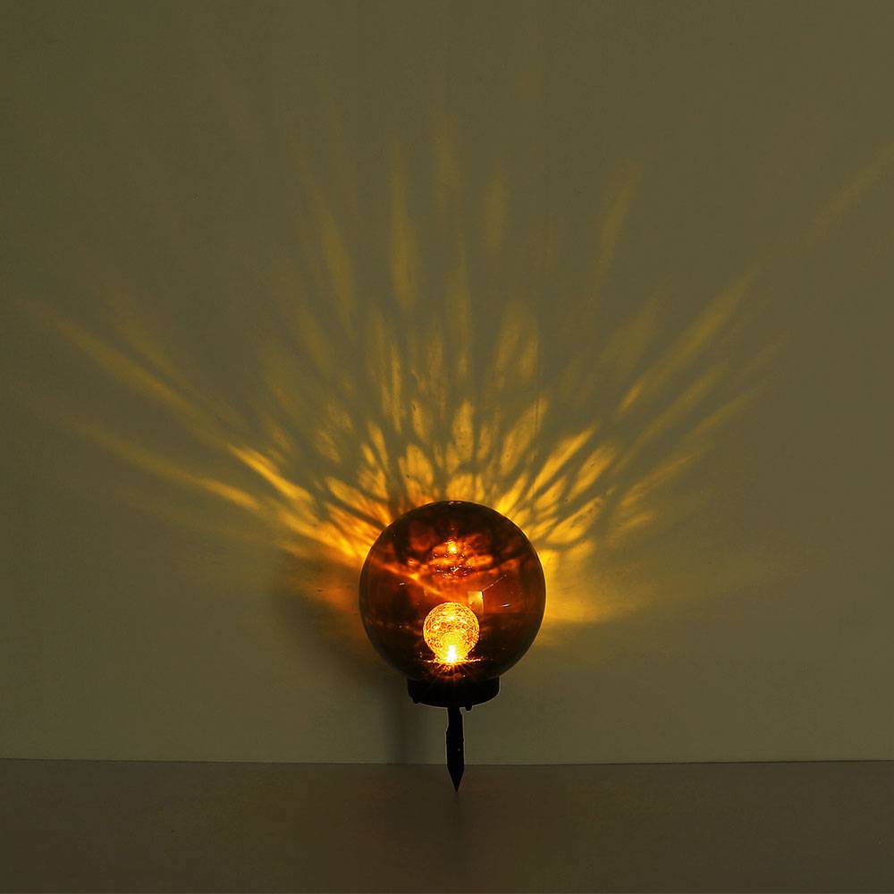 Kugel Solarleuchten für den Garten rund LED Solar Gartenleuchten Kugel Solarkugel 25 cm für Außen, Crackle Glas, 1x LED warmweiß, DxH 25x38,5 cm