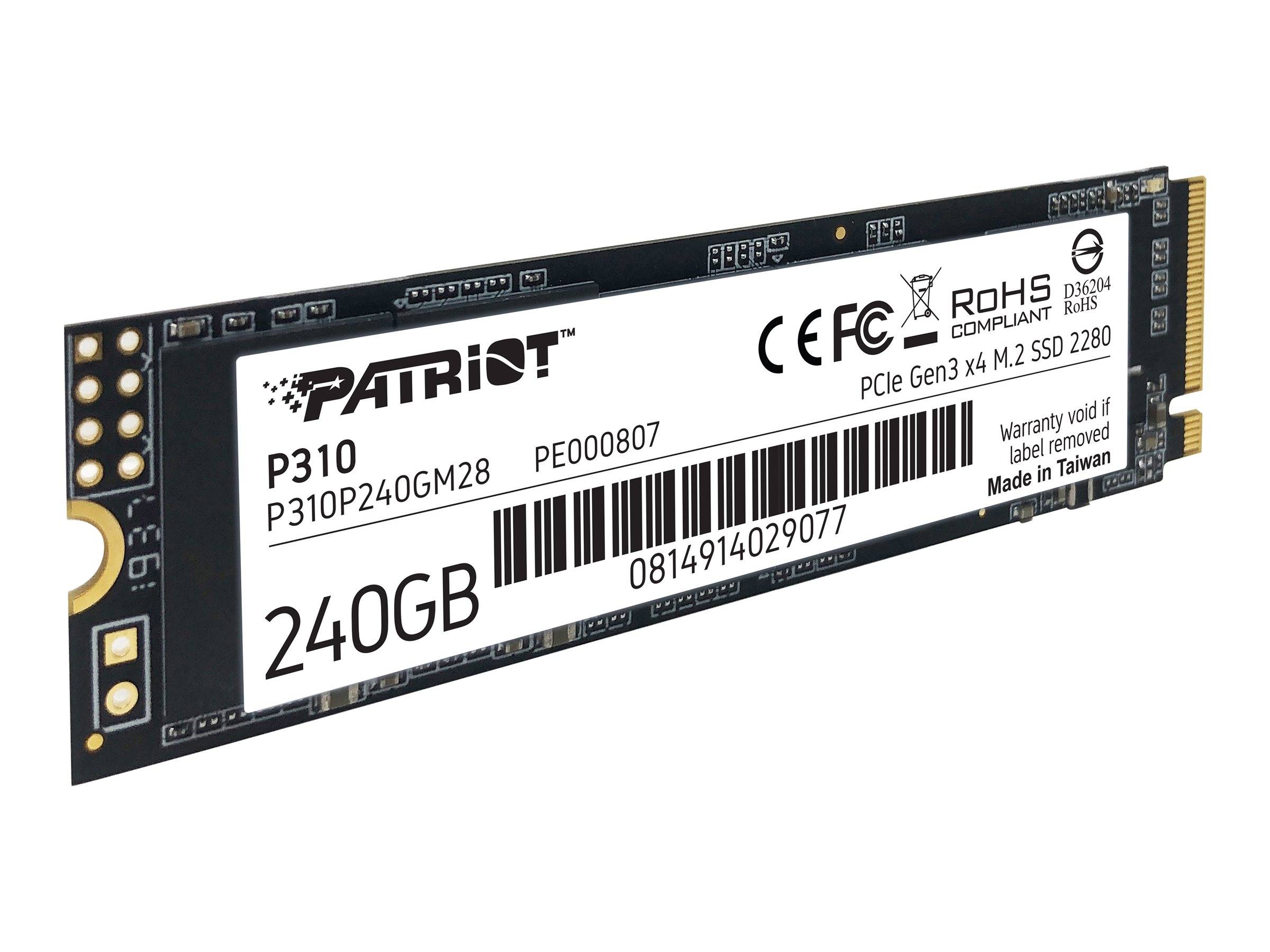 Patriot P310 - SSD - 240 GB - intern - M.2 2280 - PCIe 3.0 x4 (NVMe)