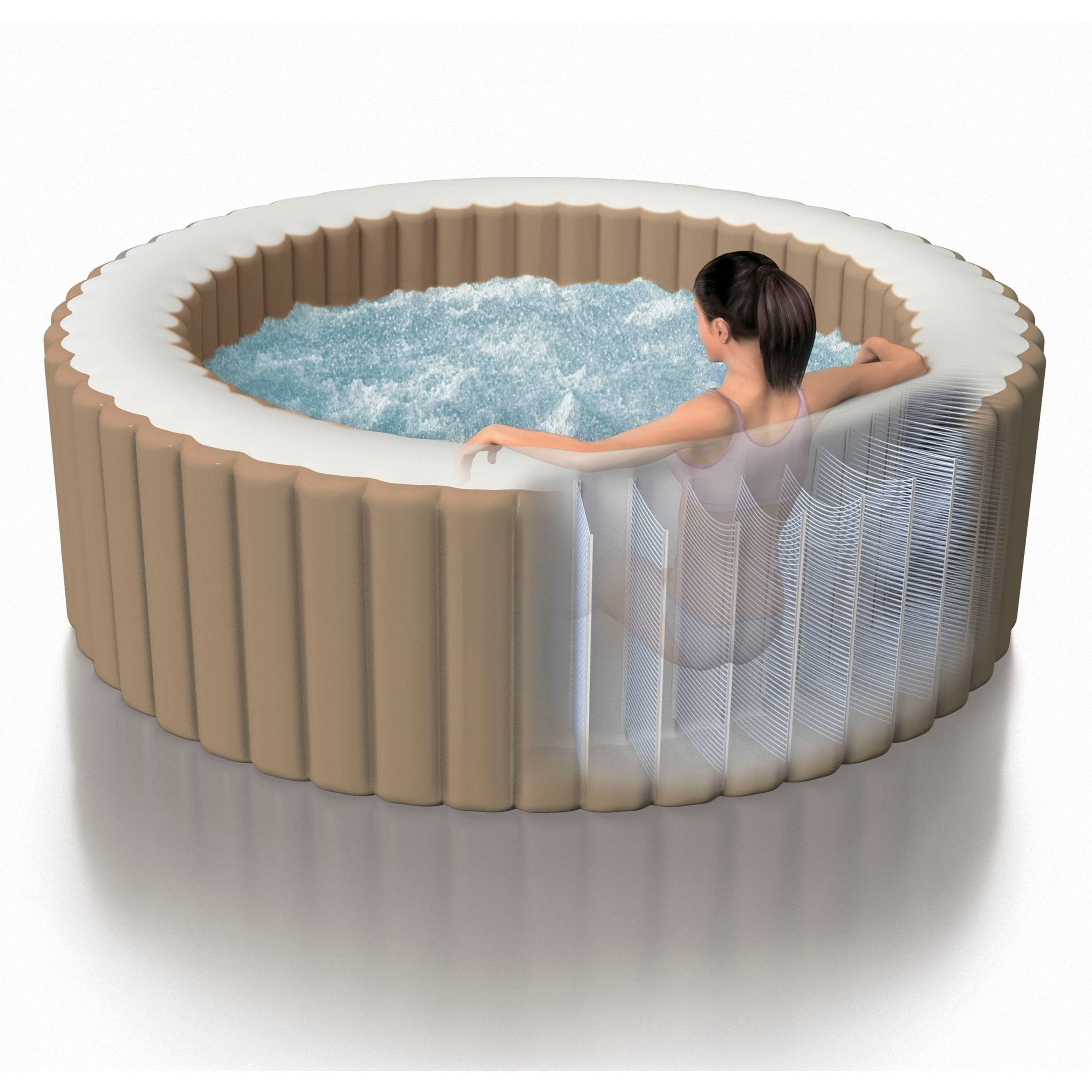 INTEX 28426 - Whirlpool - PureSPA »Bubble« (sahara tan, Ø196cm) + Sitz & Kopfstützen & Dosierspender