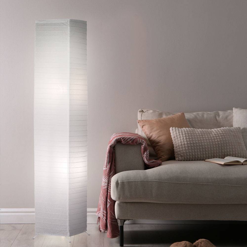 Stehleuchte Papier Wohnzimmerleuchte Beistellleuchte Schlafzimmer Standlampe 2 flammig, 2x E27, LxH 25x130 cm