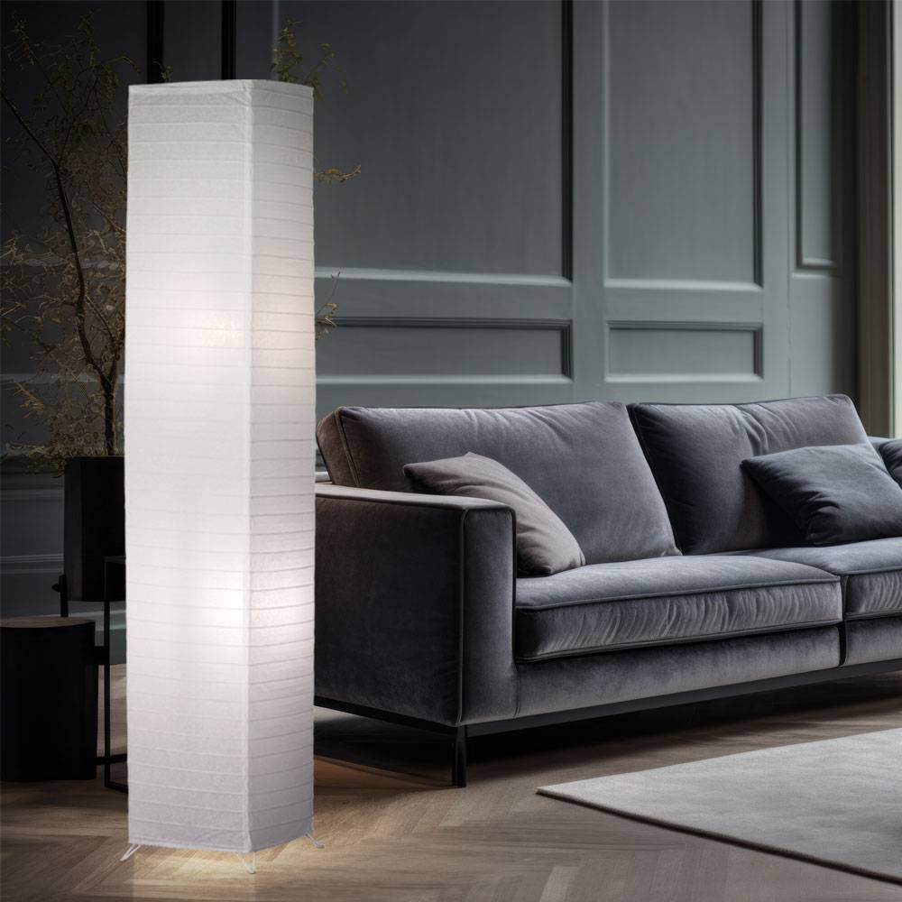 Stehleuchte Papier Wohnzimmerleuchte Beistellleuchte Schlafzimmer Standlampe 2 flammig, 2x E27, LxH 25x130 cm