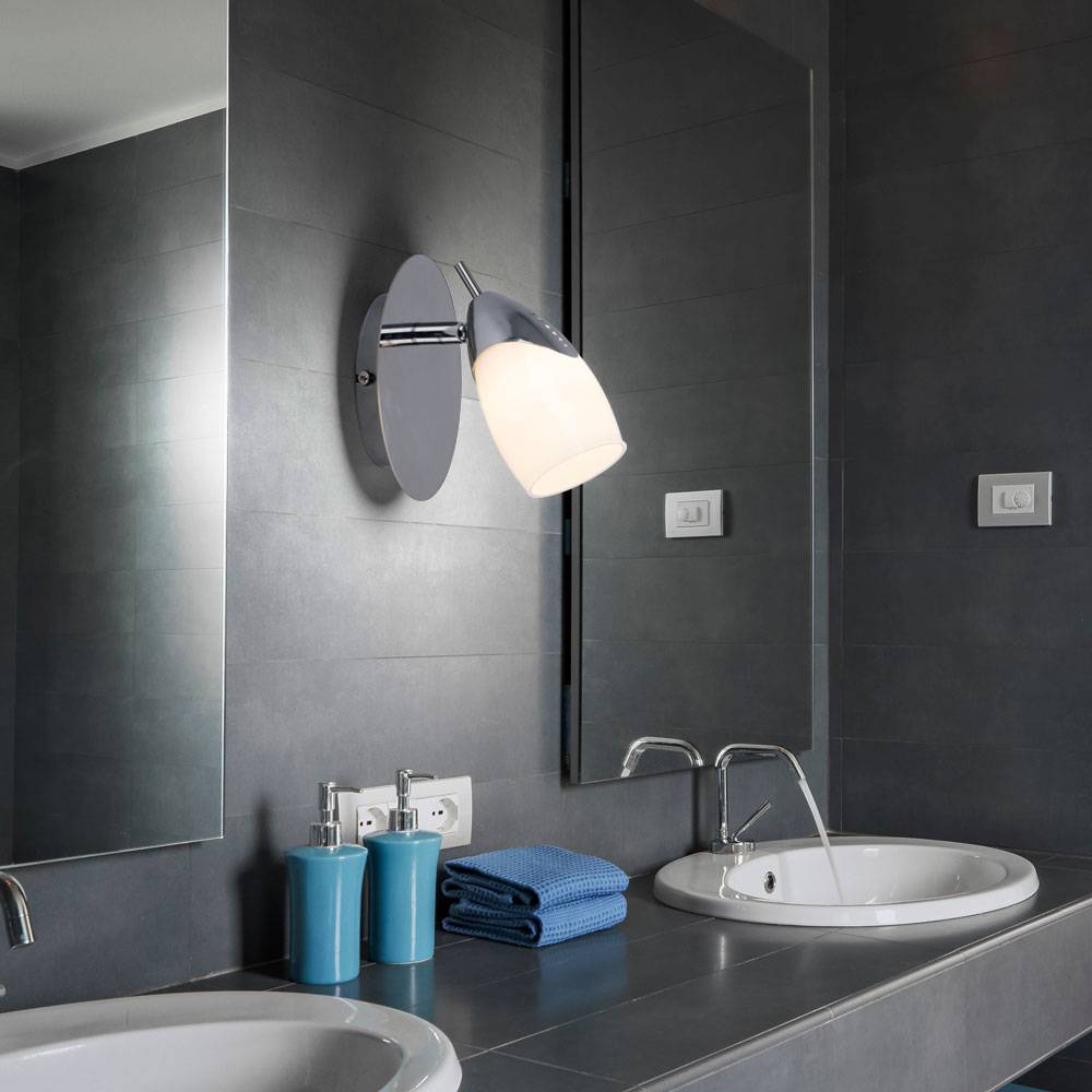 2er Set LED Wandleuchte Wandstrahler Wandlampe, verstellbar, Metall silber lackiert Glas satiniert, G9 3 Watt 210 Lumen, Flur Wohnzimmer Treppenhaus