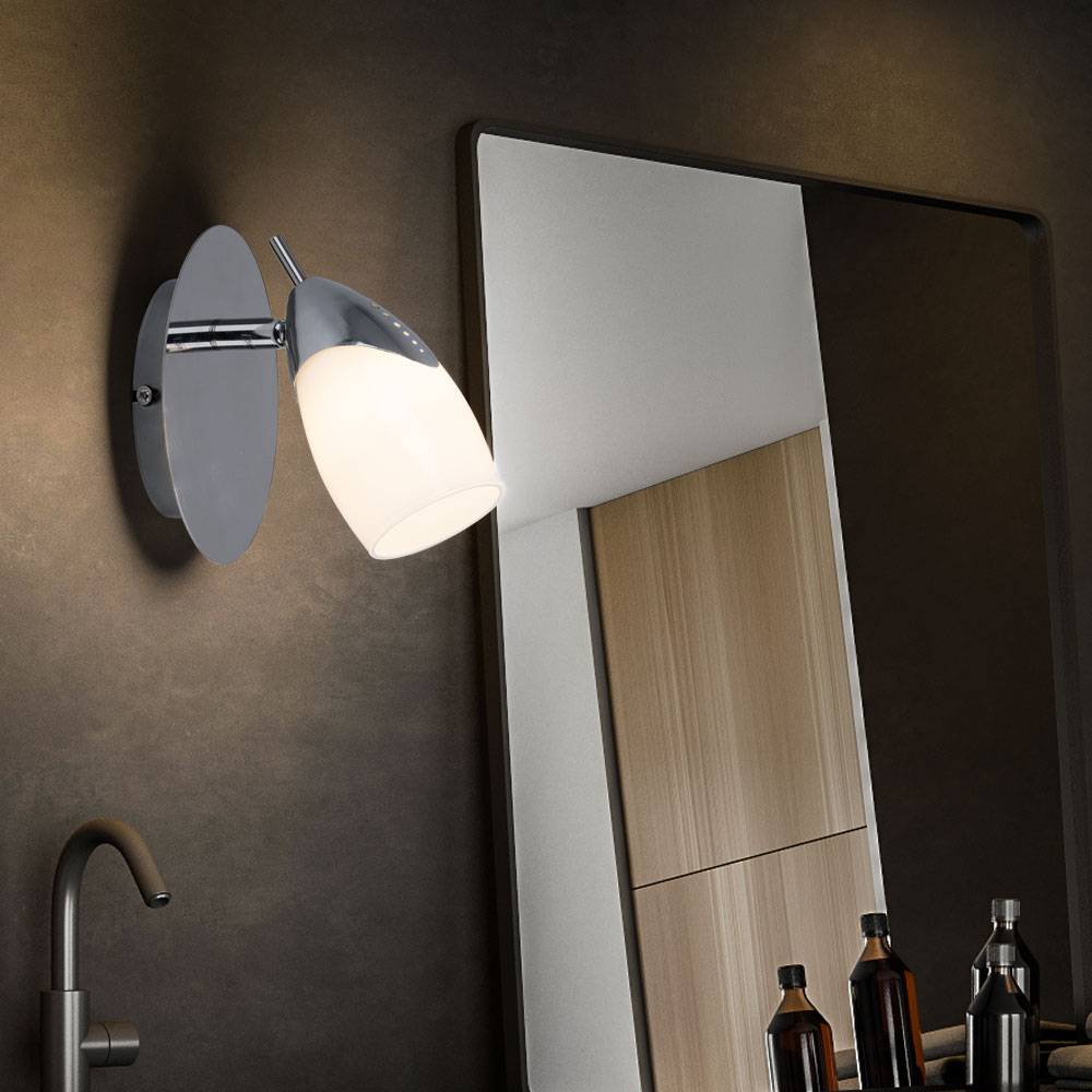 2er Set LED Wandleuchte Wandstrahler Wandlampe, verstellbar, Metall silber lackiert Glas satiniert, G9 3 Watt 210 Lumen, Flur Wohnzimmer Treppenhaus