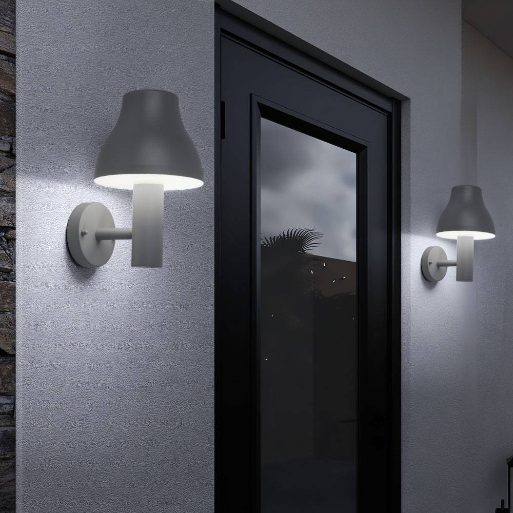 Wandleuchte Außen Wandlampe Hofleuchte grau Gartenleuchte Wand Aussen, Aluminium, 1x LED 7W 680Lm warmweiß, 2er Set