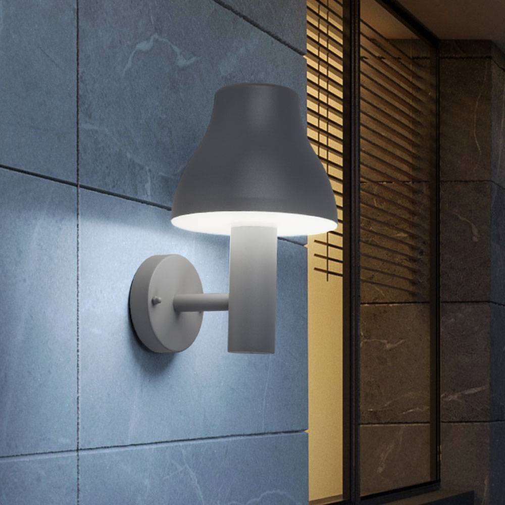 Wandleuchte Außen Wandlampe Hofleuchte grau Gartenleuchte Wand Aussen, Aluminium, 1x LED 7W 680Lm warmweiß, 2er Set