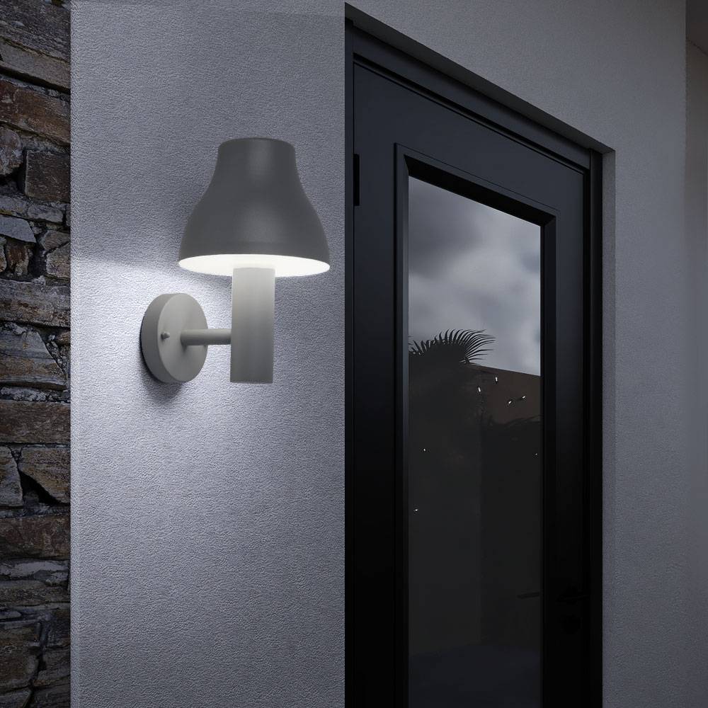 Wandleuchte Außen Wandlampe Hofleuchte grau Gartenleuchte Wand Aussen, Aluminium, 1x LED 7W 680Lm warmweiß, 2er Set
