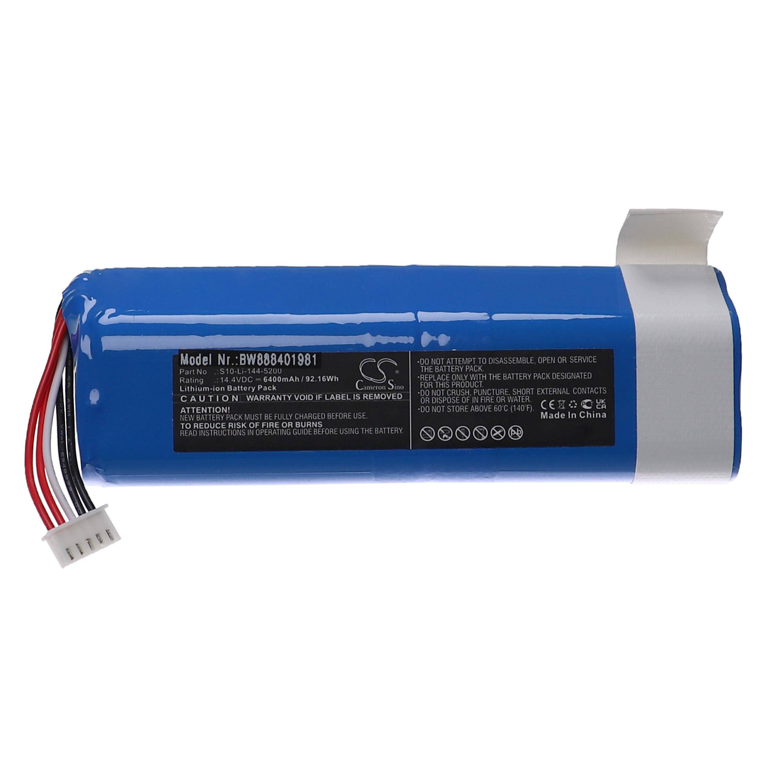 vhbw Akku kompatibel mit Ecovacs Deebot T9 AIVI, Deebot T9, Deebot T9+, DJ65, DBX11-11/21 Saugroboter (6400 mAh, 14,4 V, Li-Ion)