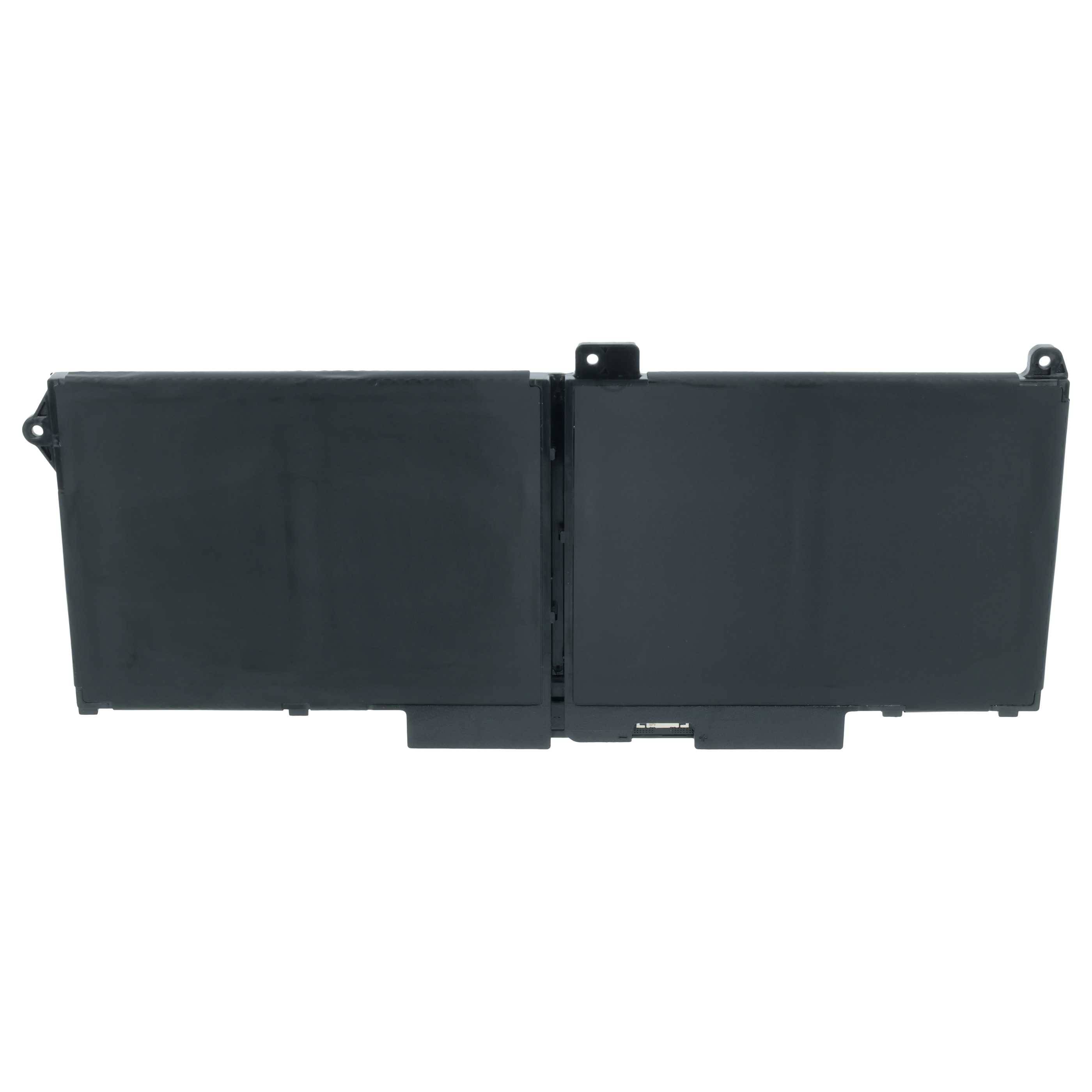 Eine rechteckige schwarze Laptop-Batterie mit zwei sichtbaren Zellen nebeneinander, die offensichtlich für ein bestimmtes Laptop-Modell entwickelt wurde.