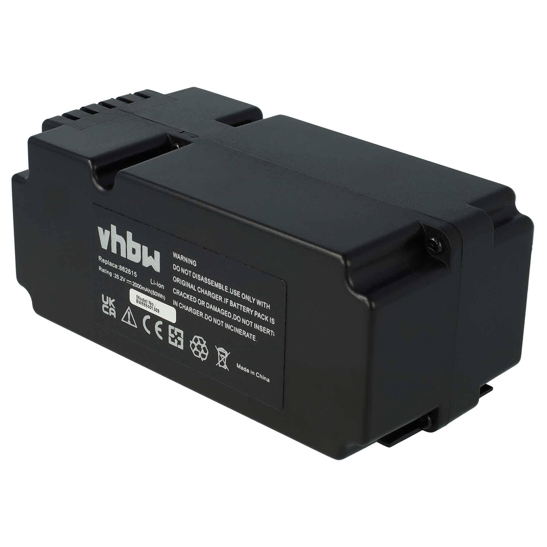 vhbw Akku kompatibel mit G-Force R1000, 800 PRO, 600 PRO Rasenmäher (2000mAh, 25,2V, Li-Ion)