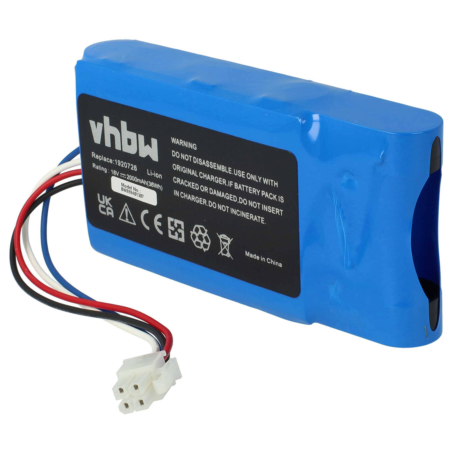 vhbw Akku kompatibel mit Yard Force Amiro 400, 400i, 350i, 350 Rasenroboter Rasenmäher (2000mAh 18V Li-Ion)