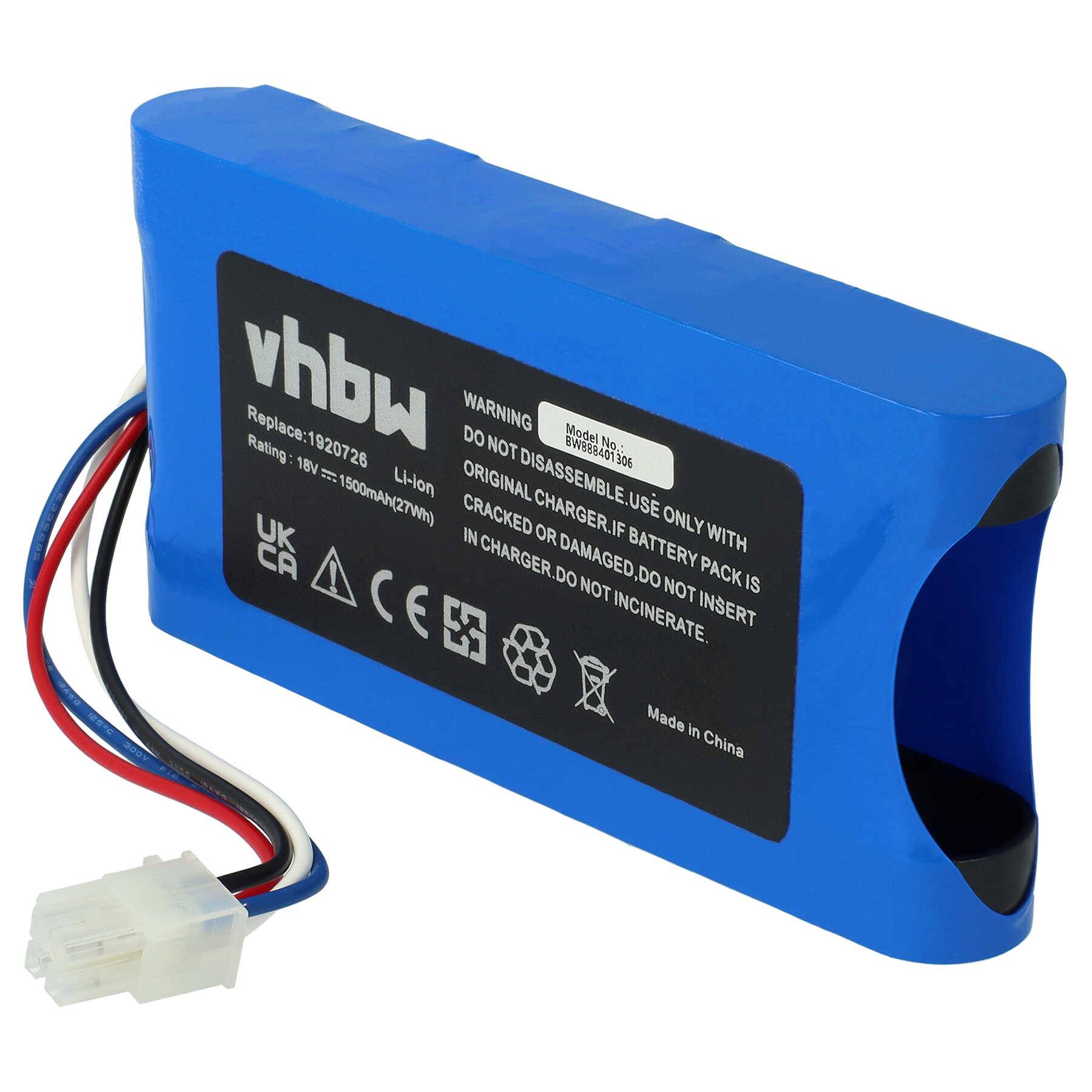 vhbw Akku kompatibel mit Yard Force Amiro 400, 400i, 350i, 350 Rasenroboter Rasenmäher (1500mAh 18V Li-Ion)
