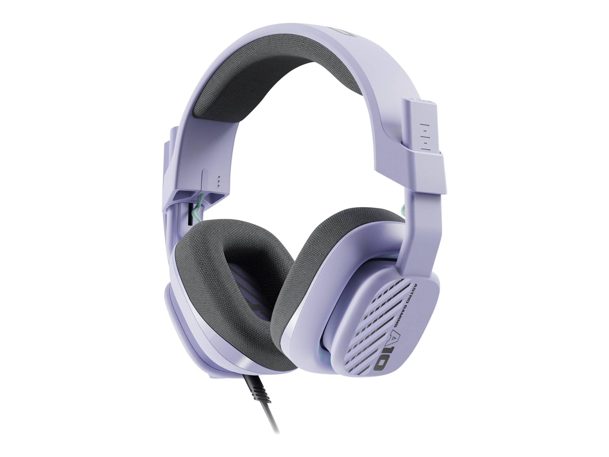 Ein Paar lila Over-Ear Gaming-Kopfhörer mit Mikrofon, ausgestattet mit gepolsterten Ohrmuscheln und einem verstellbaren Kopfbügel.
