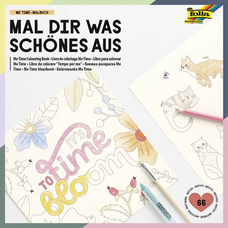 Malbuch-Umschlag mit dem Titel „MAL DIR WAS SCHÖNES AUS
