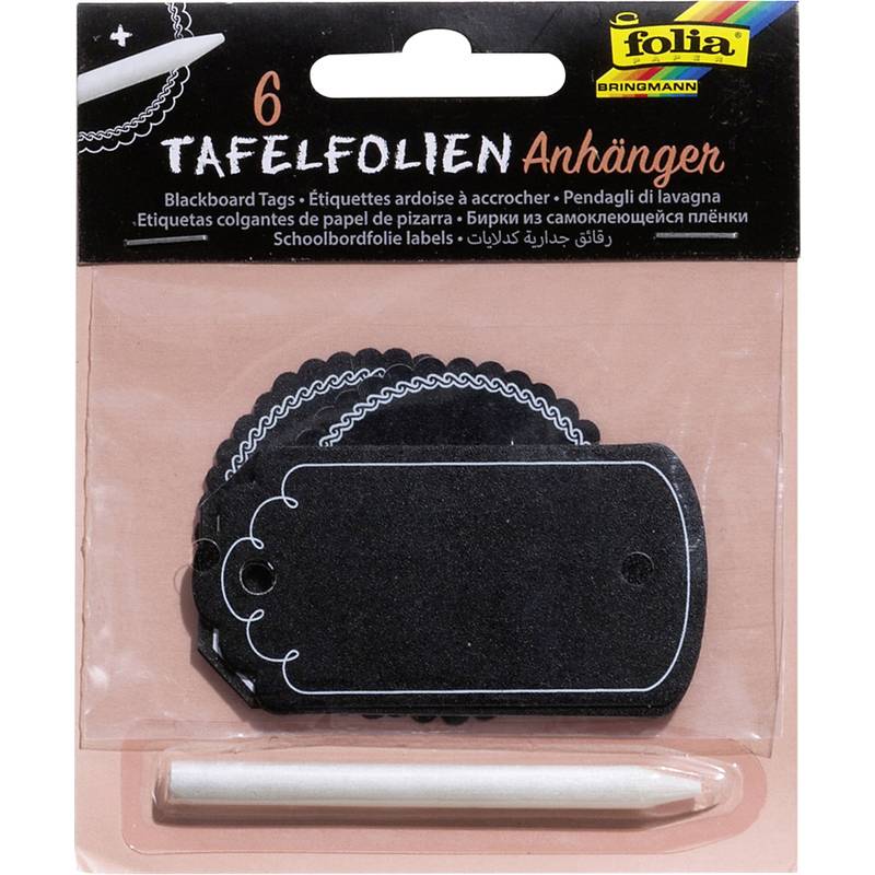 folia Tafelfolien-Anhänger inkl. Specksteinstift, schwarz