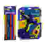 KUBIS Klebepistole Set 100 (220) W, 11,2 mm, 8-20 g / min, 190*C + 12 Klebestäbe 11,2 * 200 mm farbig, 12 Stück (2 Stück - gelb, blau, grün, rot,