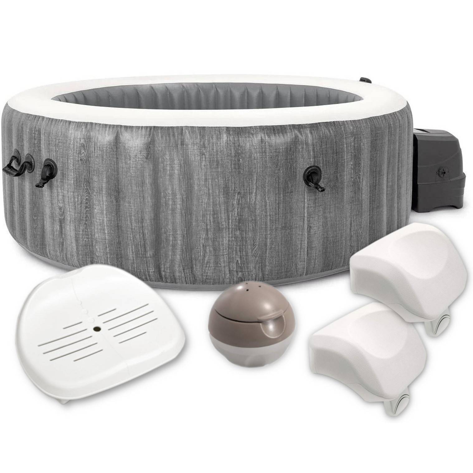 INTEX 28440 - Whirlpool - PureSPA Bubble »Greywood Deluxe« (Ø196cm) + Kunststoffsitz & Dosierspender